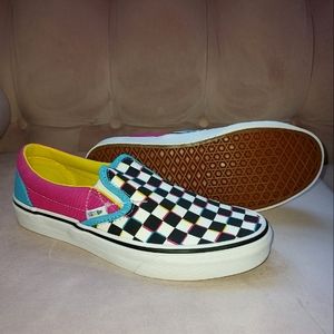 rainbow black checkered vans